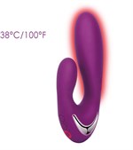 Фиолетовый вибратор Vesper с клиторальным отростком и функцией нагрева - 14,8 см. - фото 60550