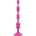 Розовая анальная цепочка с присоской PERLES DASPIRE - 22 см. - фото 171798