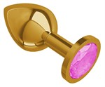 Золотистая средняя пробка с розовым кристаллом - 8,5 см. - фото 1180622