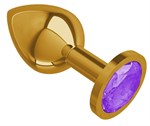 Золотистая средняя пробка с фиолетовым кристаллом - 8,5 см. - фото 169308