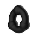 Черное эрекционное кольцо с 3 шариками - фото 88163