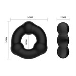 Черное эрекционное кольцо с 3 шариками - фото 1399538