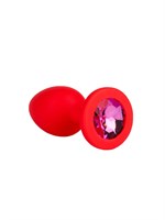 Красная анальная втулка с малиновым кристаллом - 7,3 см. - фото 1324436
