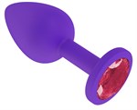 Фиолетовая силиконовая пробка с малиновым кристаллом - 7,3 см.  - фото 1399635