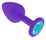 Фиолетовая силиконовая пробка с голубым кристаллом - 7,3 см. - фото 1399641