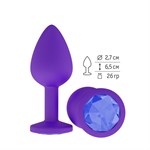 Фиолетовая силиконовая пробка с синим кристаллом - 7,3 см. - фото 1399644