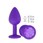 Фиолетовая силиконовая пробка с фиолетовым кристаллом - 7,3 см. - фото 1399646