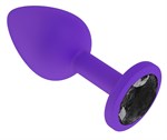 Фиолетовая силиконовая пробка с чёрным кристаллом - 7,3 см. - фото 1399649