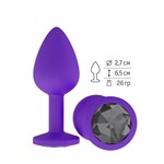 Фиолетовая силиконовая пробка с чёрным кристаллом - 7,3 см. - фото 1399648