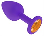 Фиолетовая силиконовая пробка с оранжевым кристаллом - 7,3 см. - фото 1399651