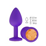 Фиолетовая силиконовая пробка с оранжевым кристаллом - 7,3 см. - фото 1399650