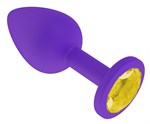 Фиолетовая силиконовая пробка с желтым кристаллом - 7,3 см. - фото 1399653