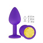 Фиолетовая силиконовая пробка с желтым кристаллом - 7,3 см. - фото 1399652