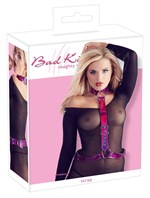 Неоново-розовая сбруя на шею и талию Bad Kitty Body Harness - фото 61021