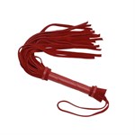Красная мини-плеть из натуральной велюровой кожи - 40 см. - фото 181421