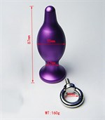 Фиолетовая металлическая анальная пробка с колечком - 8,7 см. - фото 1399833