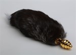 Золотистая анальная пробка с хвостом  Королевская лиса  - фото 1399834