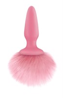 Розовая анальная пробка с коротким розовым хвостиком Bunny Tails - фото 469722