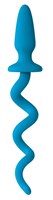 Голубая анальная пробка с хвостом-спиралью Oinkz - фото 1399923