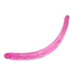 Розовый двусторонний фаллоимитатор из упругого геля - 42 см. - фото 1418406