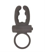 Чёрное эрекционное кольцо с вибрацией и рожками Sex Expert - фото 1400038