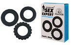 Набор из 3 рельефных эрекционных колец Sex Expert - фото 1400056