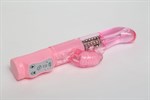 Розовый вибратор с изогнутой головкой и ротацией - 21,5 см. - фото 89027