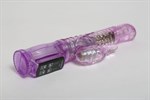 Фиолетовый силиконовый вибратор с подвижной головкой в пупырышках - 21 см. - фото 61694
