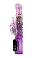 Фиолетовый силиконовый вибратор с подвижной головкой в пупырышках - 21 см. - фото 155040