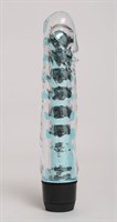 Прозрачно-голубой вибратор с пупырышками - 17,5 см. - фото 89031