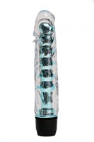 Прозрачно-голубой вибратор с пупырышками - 17,5 см. - фото 1400240