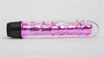 Прозрачно-розовой вибратор с пупырышками - 17,5 см. - фото 89033