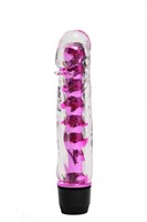 Прозрачно-розовой вибратор с пупырышками - 17,5 см. - фото 89032