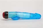Голубой вибратор-реалистик с мошонкой и подсветкой - 21,5 см. - фото 1400246