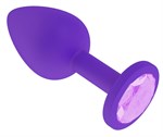 Фиолетовая силиконовая пробка с сиреневым кристаллом - 7,3 см. - фото 1400461