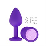 Фиолетовая силиконовая пробка с сиреневым кристаллом - 7,3 см. - фото 1400460