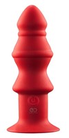Красный ребристый анальный вибромассажер - 12,7 см. - фото 170651