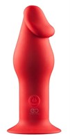Красный силиконовый анальный вибромассажер  - 12,7 см. - фото 160644