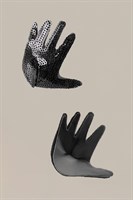 Чёрные пэстисы Hands в форме ладошек с пайетками - фото 89517