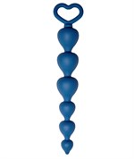 Синяя анальная цепочка Heart Ray - 17,5 см. - фото 171921