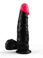 Чёрный фаллоимитатор с красной головкой - 20,4 см. 96241