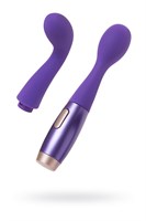 Фиолетовый вибратор Le Stelle PERKS SERIES EX-1 с 2 сменными насадками - фото 171762