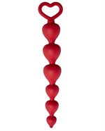 Бордовая анальная цепочка Heart Ray - 17,5 см. - фото 62856