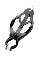 Черно-серебристые зажимы для сосков с кольцом для пениса TOYFA Metal 99407