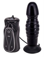 Чёрный анальный вибратор на присоске Pleasure Thrust - 14 см. - фото 90213