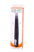 Чёрный вибромассажер Long John Realistic Thrusting Vibrator с функцией толкания - 20 см. - фото 62916