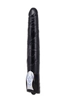 Чёрный вибромассажер Long John Realistic Thrusting Vibrator с функцией толкания - 20 см. - фото 172984