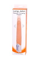 Телесный вибратор Long John Realistic Thrusting Vibrator с функцией толкания - 20 см. - фото 172987