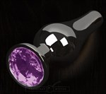 Графитовая удлиненная анальная пробка с фиолетовым кристаллом - 12 см. - фото 100319